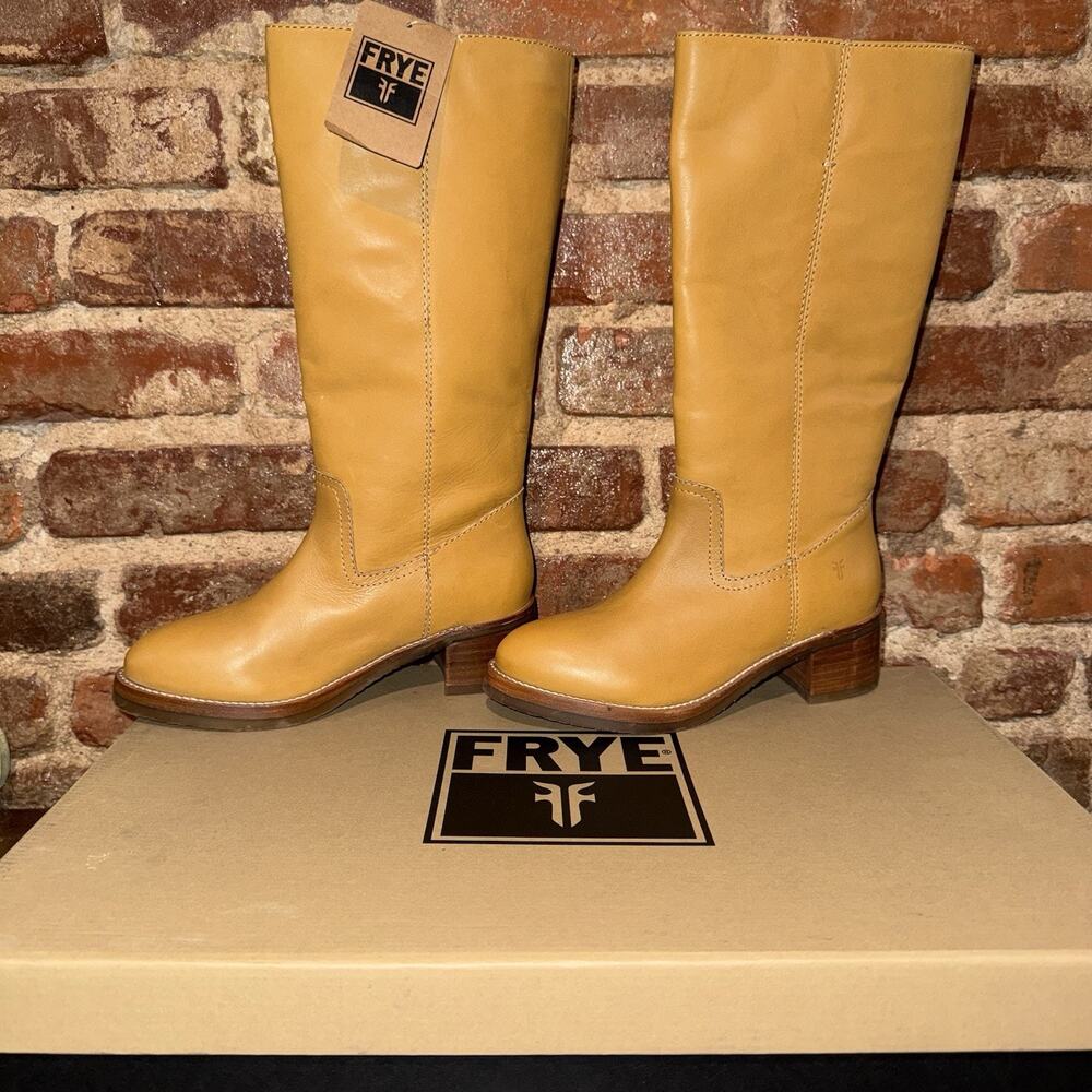 Frye Camryn Tall Pull On Campus Boots Banana Leather Women's Sz 7M FR42040 NIB